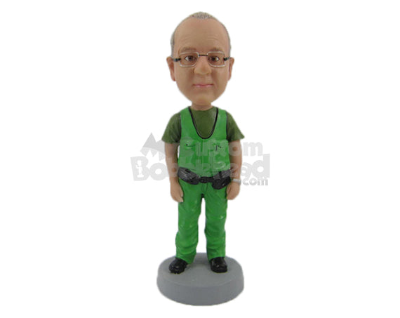 Handyman in Repairing Outfit with Carry-on Side Bags Personalized Bobblehead Handyman in Repairing Outfit with Carry-on Side Bags Personalized Bobblehead
